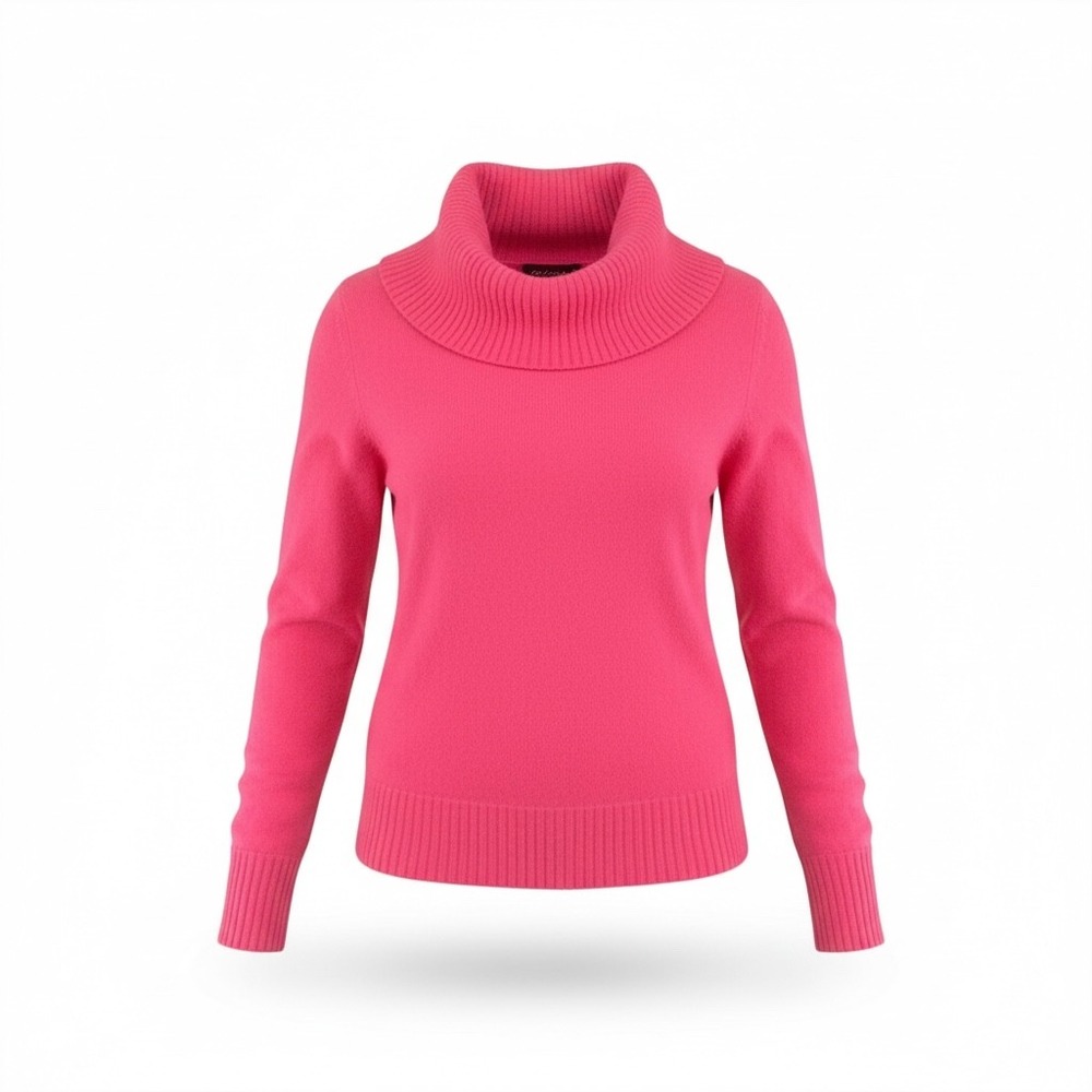 Lord & Taylor Cashmere Petite Cowl Neck Sweater‎ Hot Pink PM